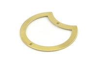 Brass Moon Charm, 10 Raw Brass Moon Charms With 2 Holes, Connectors (35x28x0.80mm) M116