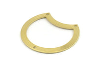 Brass Moon Charm, 10 Raw Brass Moon Charms With 3 Holes, Connectors (35x28x0.80mm) M117