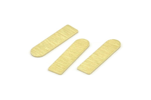 Brass Blank - 24 Textured Raw Brass D Shape Stamping Blanks (23x6x0.80mm) M181