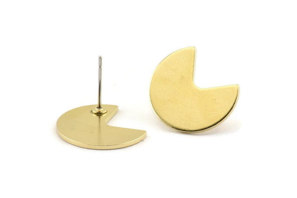 Brass Geometric Earring, 8 Raw Brass Pizza Slice Stud Earrings (18x15x1mm) D1352 A1431