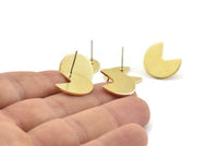 Brass Geometric Earring, 8 Raw Brass Pizza Slice Stud Earrings (18x15x1mm) D1352 A1431