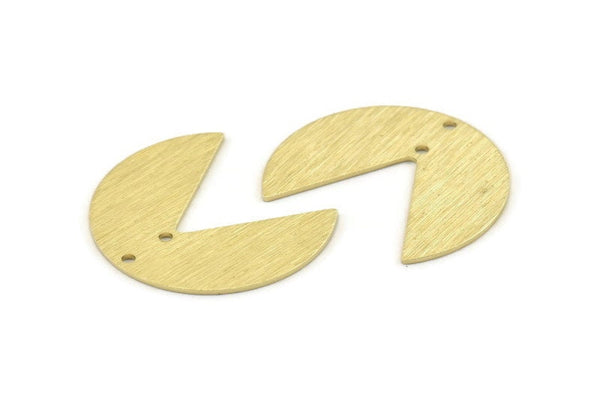 Brass Circle Charm, 8 Textured Raw Brass Pizza Slice Charms With 2 Holes, Blanks, Connectors (30x26x0.80mm) M186