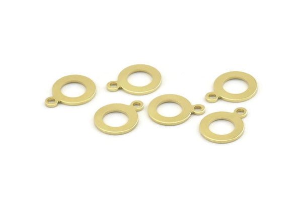 Brass Circle Charm, 50 Raw Brass Circle Charms With 1 Loop, Findings (13x10x0.80mm) M042