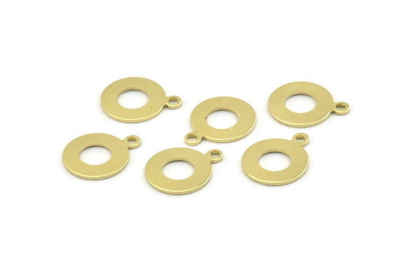 Brass Circle Charm, 50 Raw Brass Circle Charms With 1 Loop, Findings (15x12x0.80mm) M043