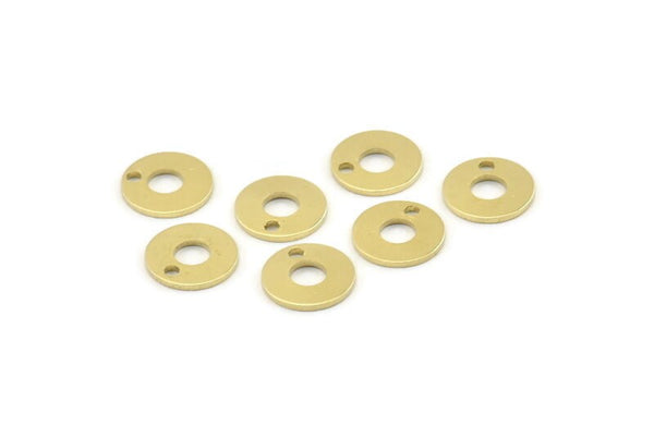 Brass Circle Charm, 50 Raw Brass Circle Charms With 1 Hole, Findings (10x0.80mm) M038