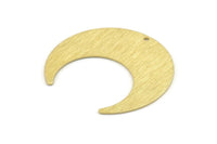 Brass Moon Charm, 4 Textured Raw Brass Crescent Moon Charms With 1 Hole (42x16x0.80mm) M057