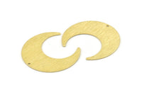 Brass Moon Charm, 4 Textured Raw Brass Crescent Moon Charms With 1 Hole (42x16x0.80mm) M057