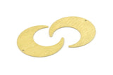 Brass Moon Charm, 4 Textured Raw Brass Crescent Moon Charms With 1 Hole (42x16x0.80mm) M057