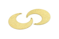 Brass Moon Charm, 4 Textured Raw Brass Crescent Moon Charms With 2 Holes (42x16x0.80mm) M058