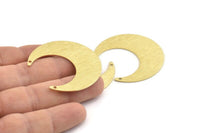 Brass Moon Charm, 4 Textured Raw Brass Crescent Moon Charms With 2 Holes (42x16x0.80mm) M058