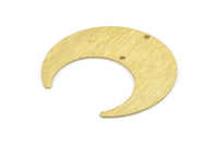 Brass Moon Charm, 4 Textured Raw Brass Crescent Moon Charms With 2 Holes (42x16x0.80mm) M059