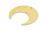 Brass Moon Charm, 4 Textured Raw Brass Crescent Moon Charms With 2 Holes (42x16x0.80mm) M059