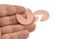 Copper Circle Charm, 6 Raw Copper Pizza Slice Charms With 2 Holes, Blanks (30x26x0.80mm) M291