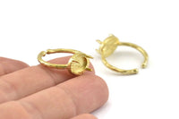 Brass Ring Settings, 3 Raw Brass Adjustable 4 Claw Ring - Ring Stone Setting - Pad Size 8x6mm N1298