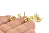 Brass Claw Earring, 6 Raw Brass 4 Claw Stud Earrings - Stone Setting - Pad Size 6x4mm N1294