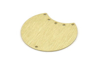 Brass Moon Charm, 4 Textured Raw Brass Moon Stamping Blanks With 6 Holes, Connectors (35x28x0.80mm) M107