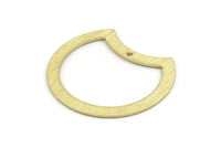 Brass Moon Charm, 10 Textured Raw Brass Moon Charms With 1 Hole (35x28x0.80mm) M122