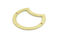 Brass Moon Charm, 10 Textured Raw Brass Moon Charms With 2 Holes, Connectors (35x28x0.80mm) M124