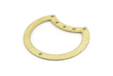 Brass Moon Charm, 10 Textured Raw Brass Moon Charms With 6 Holes, Connectors (35x28x0.80mm) M127