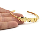 Gold Moon Cuff, Gold Plated Brass Moon Phases Cuff Stone Setting With 1 Pad -  Pad Size 8mm N1143 Q0990