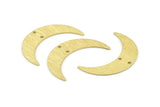 Brass Moon Charm, 10 Textured Raw Brass Crescent Moon Charms With 2 Holes, Connectors (35x9x0.80mm) M173