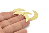 Brass Moon Charm, 10 Textured Raw Brass Crescent Moon Charms With 2 Holes, Connectors (35x9x0.80mm) M173