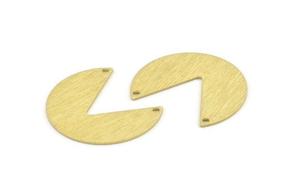 Brass Circle Charm, 8 Textured Raw Brass Pizza Slice Pendants With 2 Holes, Blanks, Connectors (30x26x0.80mm) M185