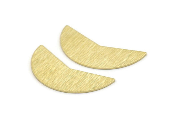 Brass Moon Blank, 12 Textured Raw Brass Moon Stamping Blanks (31x11x0.80mm) M197