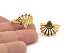 Gold Ring Settings, Gold Plated Brass Drop Ring With 1 Stone Setting - Pad Size 6x4mm N1100