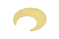 Brass Moon Charm, 4 Raw Brass Crescent Moon Charms With 1 Hole (42x16x0.80mm) M393