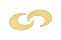 Brass Moon Charm, 4 Raw Brass Crescent Moon Charms With 1 Hole (42x16x0.80mm) M393