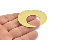 Brass Moon Charm, 4 Raw Brass Crescent Moon Charms With 1 Hole (42x16x0.80mm) M393