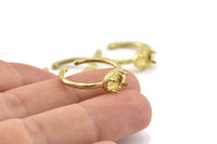 Brass Ring Settings, 3 Raw Brass Adjustable 4 Claw Ring - Ring Stone Setting - Pad Size 6x4mm N1297