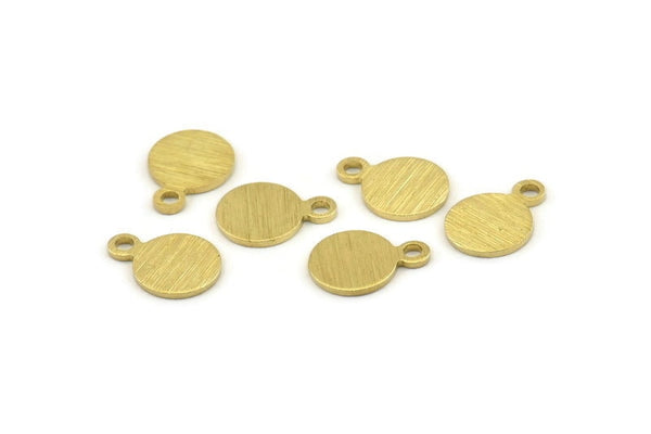 Brass Circle Charm, 50 Textured Raw Brass Round Tags With 1 Loop, Findings (11x8x0.80mm) M342