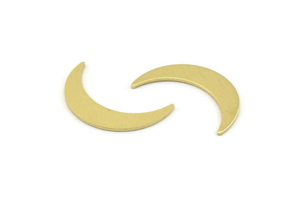 Brass Moon Blank, 24 Raw Brass Crescent Moon Blanks, Stamping Blanks (22x5x0.80mm) M409