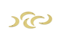 Brass Moon Charm, 24 Raw Brass Crescent Moon Charms With 1 Hole (22x5x0.80mm) M408