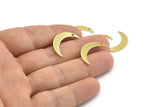 Brass Moon Charm, 24 Raw Brass Crescent Moon Charms With 1 Hole (22x5x0.80mm) M408