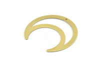 Brass Moon Charm, 8 Raw Brass Crescent Moon Charms With 1 Hole, Pendants (42x16x0.80mm) M438