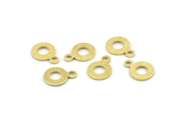 Brass Circle Charm, 50 Textured Raw Brass Circle Charms With 1 Loop, Findings (11x8x0.80mm) M360