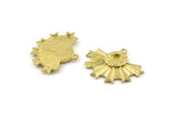 Brass Badge Charm, 2 Raw Brass Rosette Charm Pendants With 1 Loop, Earrings - Pad Size 6mm (31x24mm) N0747