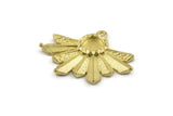 Brass Badge Charm, 2 Raw Brass Rosette Charm Pendants With 1 Loop, Earrings - Pad Size 6mm (31x24mm) N0749