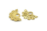 Brass Badge Charm, 2 Raw Brass Rosette Charm Pendants, Earrings, Findings (32x21mm) N0754