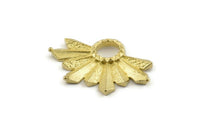 Brass Badge Charm, 2 Raw Brass Rosette Charm Pendants, Earrings, Findings (30x21mm) N0755