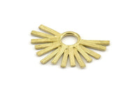 Brass Badge Charm, 2 Raw Brass Rosette Charm Pendants, Earrings, Findings (40x26mm) N0758