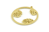 Brass Monstera Charm, 2 Raw Brass Monstera Charms With 1 Loop (36x34x1.5mm) N1351