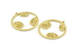 Brass Monstera Charm, 2 Raw Brass Monstera Charms With 1 Loop (36x34x1.5mm) N1351