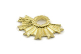 Brass Badge Charm, 2 Raw Brass Rosette Charms, Pendants, Earrings, Findings (31x21mm) N0785