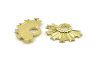 Brass Badge Charm, 2 Raw Brass Rosette Charms, Pendants, Earrings, Findings (31x21mm) N0785