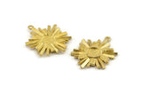 Brass Badge Charm, 2 Raw Brass Rosette Charms With 1 Loop, Pendants, Earrings (29x25mm) N0811