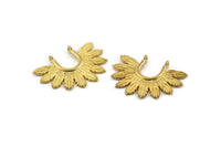 Brass Leaf Charm, 4 Raw Brass Leaf Charm Pendants With 2 Loops Earrings, Findings (33x25mm) N0820